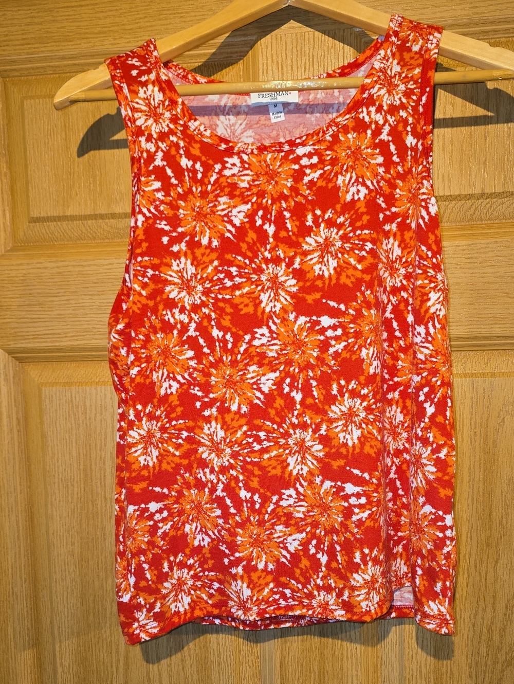 Freshman Orange-Red Floral Tie-Dye Tank